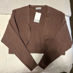 Brown open front cardigan